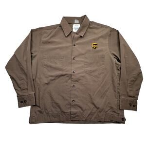Twinhill UPS Long Sleeve Work Shirt Corporate Logo Flocky Print Mens Large
